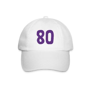 80. 80 JAHRE. 80-JÄHRIGES JUBILÄUM. 80. GEBURTSTAG. - Baseballkappe - Weiß/Weiß - Vorne
