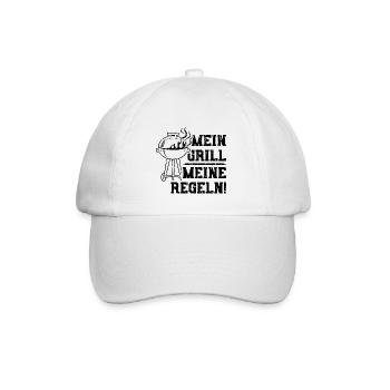 Mein Grill Meine Regeln - Grillen - Baseballkappe - Weiß/Weiß - Vorne