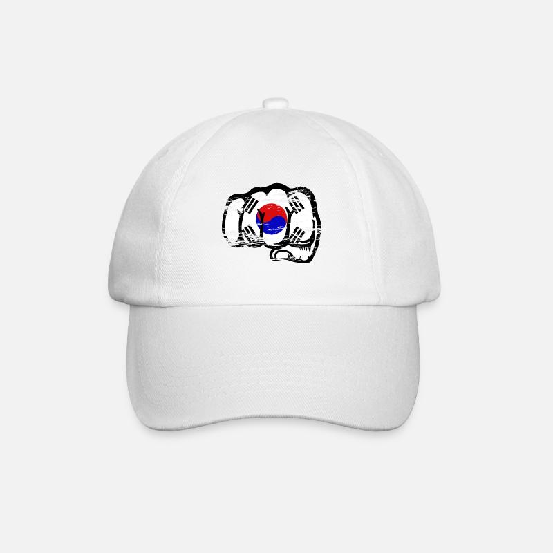 Südkorea Flagge Hand Faust used - Baseballkappe - Weiß/Weiß