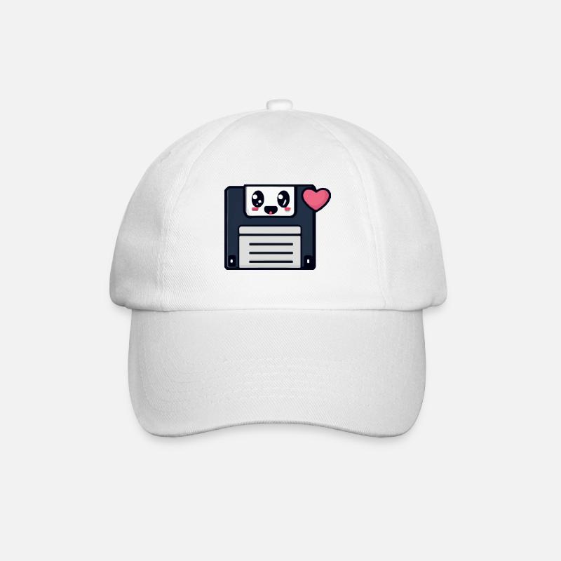 Niedliche Diskette, kawaii! - Baseballkappe - Weiß/Weiß