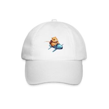 Hamster on Rocket - Funny Space Design - Baseball Cap - white/white - Front