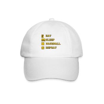 EAT SLEEP BASEBALL REPEAT - Baseball Cap - white/white - Front