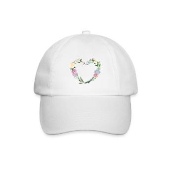 Herz Botanik Blumen personalisierbar - Baseballkappe - Weiß/Weiß - Vorne