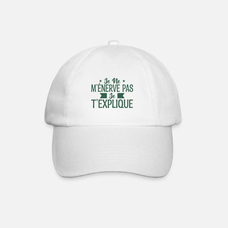 Je ne m’énerve pas je t’explique - Casquette classique - blanc/blanc
