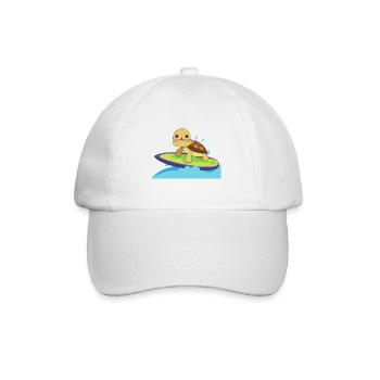 Kawaii Turtle Surfer - Cute Beach Design - Baseball Cap - white/white - Front