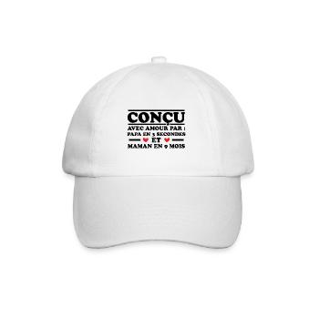 Conçu avec amour par papa et maman en 9 mois - Casquette classique - blanc/blanc - Devant