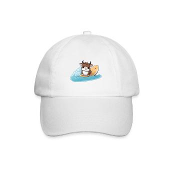 surfende Kuh, Sportliches Tierdesign - Baseballkappe - Weiß/Weiß - Vorne