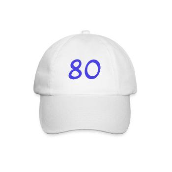 80. 80 YEARS. 80th ANNIVERSARY. 80TH BIRTHDAY. - Baseball Cap - white/white - Front