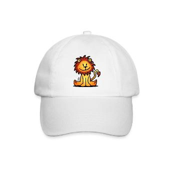 Playful Lion Cartoon Illustration - Baseball Cap - white/white - Front