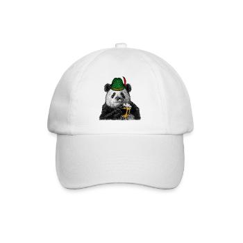 Panda mit Bier / Lustig, Humor - Baseballkappe - Weiß/Weiß - Vorne