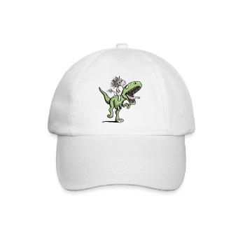 Unicorn chevauche une bande dessinée de dinosaure T-Rex - Casquette classique - blanc/blanc - Devant