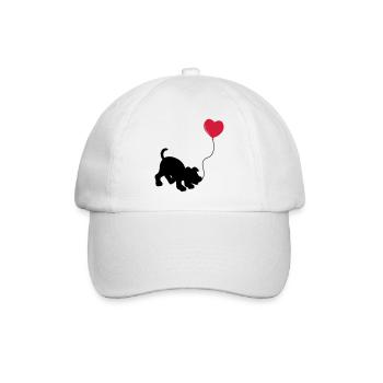 hund mit Luftballon - herz doglover - Kindermotiv - Baseballkappe - Weiß/Weiß - Vorne