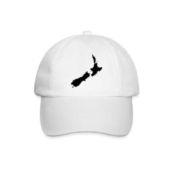 Neuseeland Karte - Baseballkappe - Weiß/Weiß - Vorne