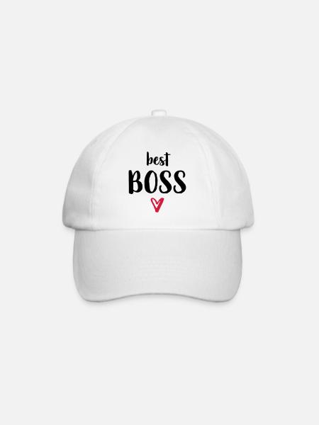 best Boss Herz Geschenk Chef - Baseballkappe - Weiß/Weiß