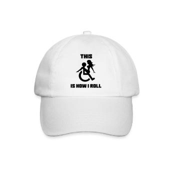 Zum Beispiel rolle ich mich in meinem Rollstuhl mit einer Dame auf meinem Schoß herum # - Baseballkappe - Weiß/Weiß - Vorne