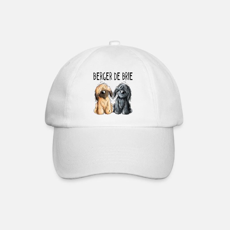 Zwei Berger de Brie - Briard - Comic - Geschenk - Baseballkappe - Weiß/Weiß