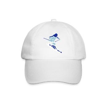 Skier and mountain silhouette - skiing, skiing - Baseball Cap - white/white - Front