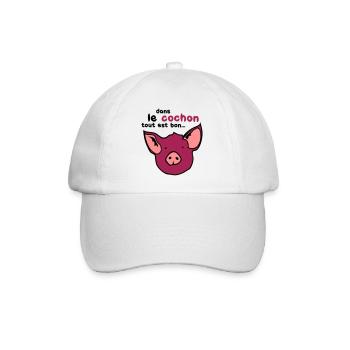 cochon tout est bon humour citation - Casquette classique - blanc/blanc - Devant