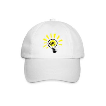 Glühbirne leuchtend / light bulb shining - Baseballkappe - Weiß/Weiß - Vorne