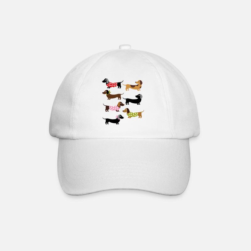 COLORFUL Dachshund - Baseball Cap - white/white