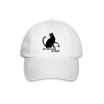 Cadeau Chat Noir Je fais ce que je Veux - Casquette classique - blanc/blanc - Devant
