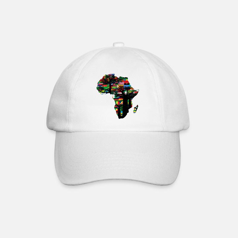 Afrika Affenbrotbaum und Flaggen - Baseballkappe - Weiß/Weiß