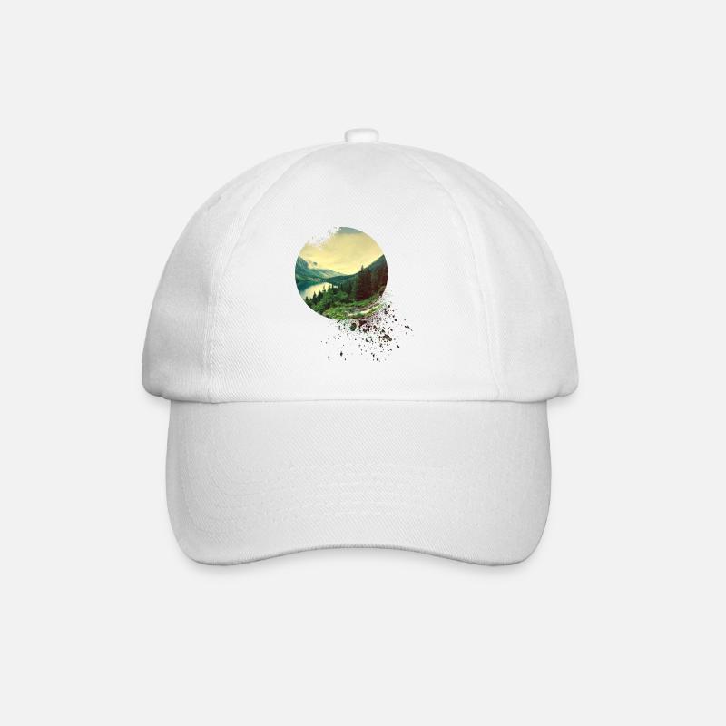 Nature Adventure Adventure Forest Mountains Lake - Baseball Cap - white/white