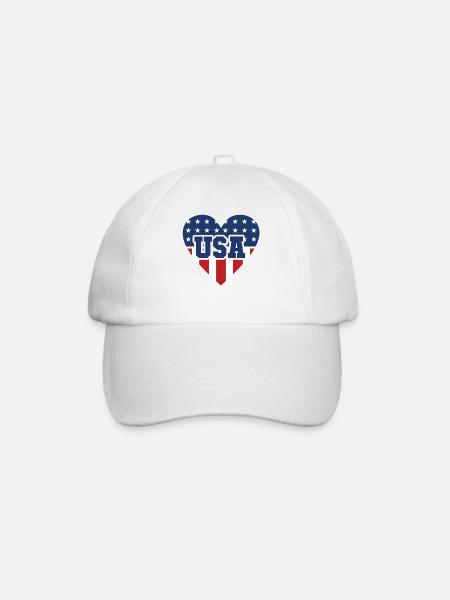 Usa Herz - Baseballkappe - Weiß/Weiß