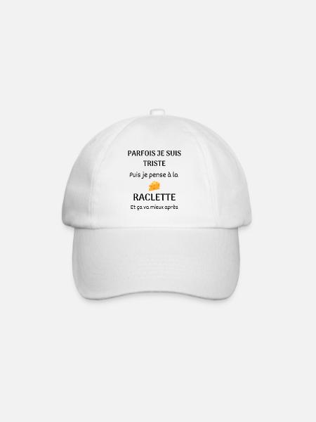 Parfois je suis triste puis je pense à la raclette - Casquette classique - blanc/blanc