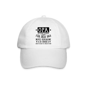 Opa... für dich das beste Geschenk... - Baseballkappe - Weiß/Weiß - Vorne