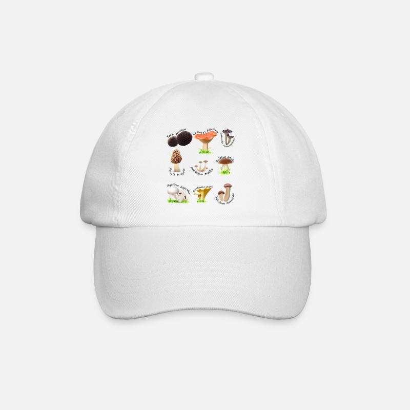 Divers champignons comestibles avec des noms latins - Casquette classique - blanc/blanc