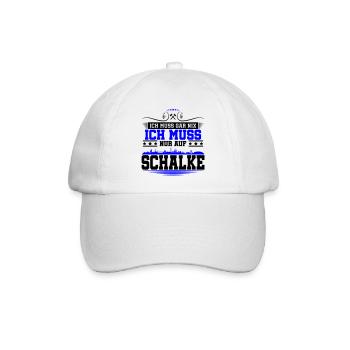 Ich muss Gar Nix nur auf Schalke | Farbe änderbar - Baseballkappe - Weiß/Weiß - Vorne