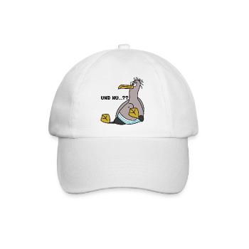 Eine Möwe die schielt und sitzt mit Spruch - Baseballkappe - Weiß/Weiß - Vorne