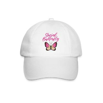 Sozialer Schmetterling - Baseballkappe - Weiß/Weiß - Vorne