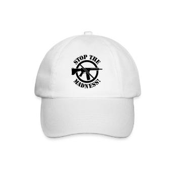 Stop The Madness! (Waffenverbot Verbotsschild 1C) - Baseballkappe - Weiß/Weiß - Vorne