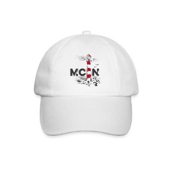moin Leuchtturm Möwen Ostsee Nordsee Meer See - Baseballkappe - Weiß/Weiß - Vorne