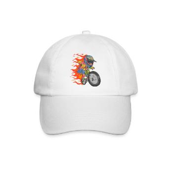 Biker mit Flammen - Baseballkappe - Weiß/Weiß - Vorne