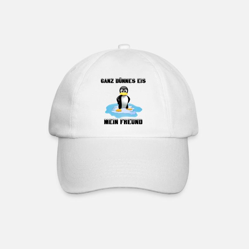 Ganz Dünnes Eis - Mein Freund - Pinguin fun4m3 - Baseballkappe - Weiß/Weiß