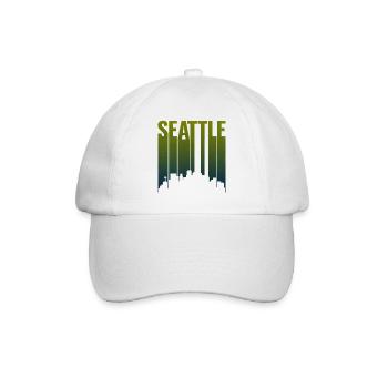 Seattle Skyline Grüngradient - Baseballkappe - Weiß/Weiß - Vorne