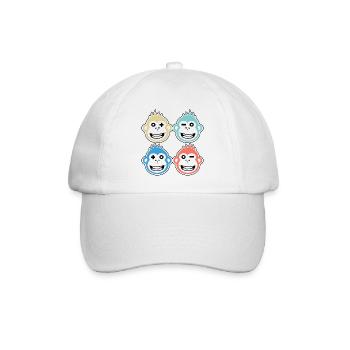 4 happy monkeys - Baseball Cap - white/white - Front