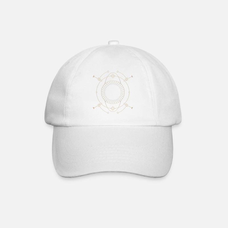 Golden Star Circle Orbit Design - Baseball Cap - white/white