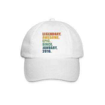 7th Birthday, January 2016, 7 Year Anniversary - Baseball Cap - white/white - Front