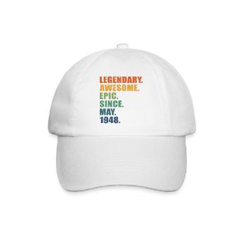 75th Birthday, May 1948, 75 Year Anniversary - Baseball Cap - white/white - Front