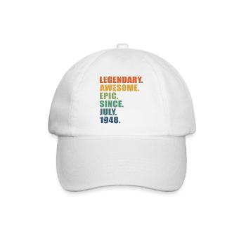 75th Birthday, July 1948, 75 Year Anniversary - Baseball Cap - white/white - Front