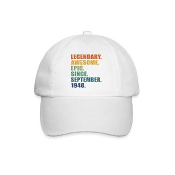 75th Birthday, September 1948, 75 Year Anniversary - Baseball Cap - white/white - Front