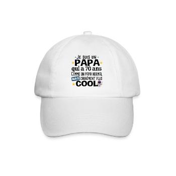 Papa 70 ans Anniversaire Fête des Pères Humour - Casquette classique - blanc/blanc - Devant