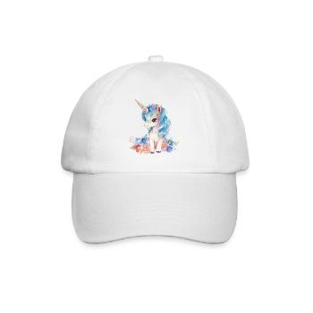 Licorne Fleurs Magie Fantaisie Aquarelle Art coloré - Casquette classique - blanc/blanc - Devant