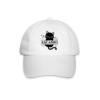 T-Shirt Ascanio T-Shirt Katze Geschenkidee Katze Katze - Baseballkappe - Weiß/Weiß - Vorne
