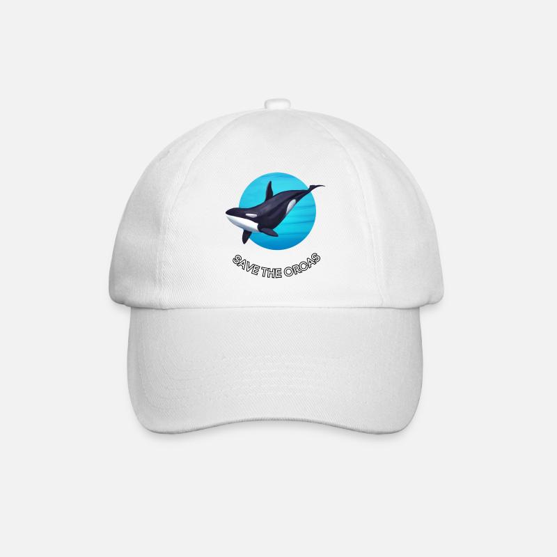 Orca Schutz - Save the Orcas - Baseballkappe - Weiß/Weiß