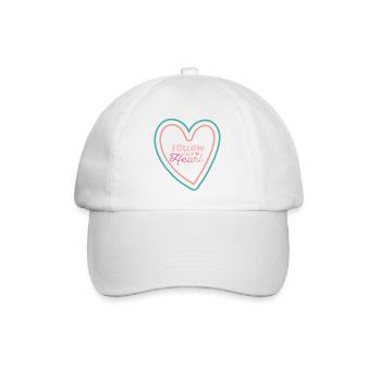 Follow Your Heart, Cute Heart Art Design - Baseball Cap - white/white - Front